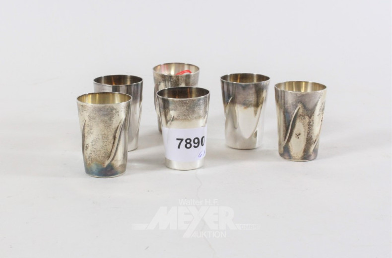 6 kl. Schnapsbecher, 800er Silber,