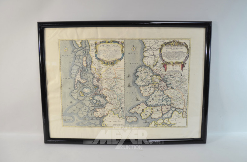 2 farbige Topografien '' Norddeutschland''