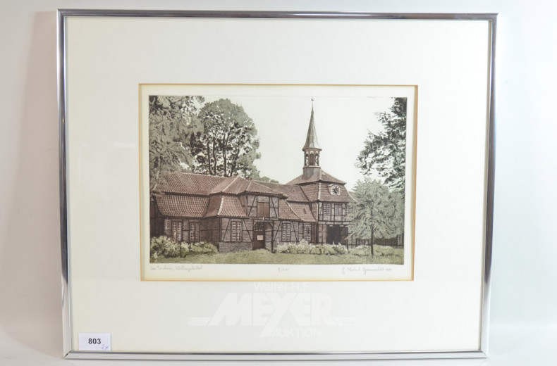 2 Radierungen ''Das Torhaus, Wellingbüttel,