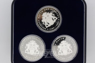 Etui mit 3 Silbermünzen, 999er Silber