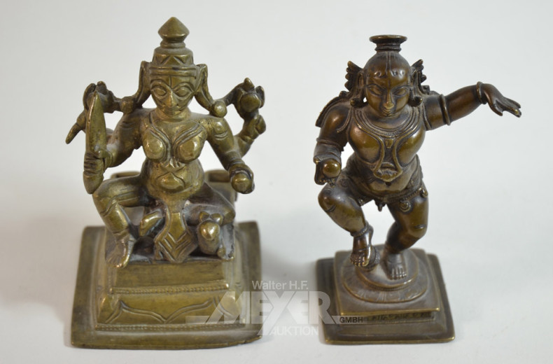 2 Bronzefiguren ''Tempelwächter/Tänzerin''