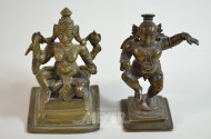 2 Bronzefiguren ''Tempelwächter/Tänzerin''