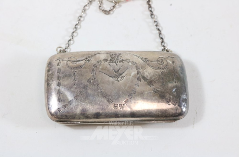 silbernes Täschchen  mit Gravur