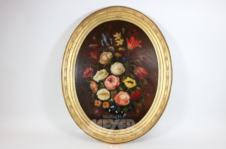 ovales Gemälde ''Blumenstillleben''