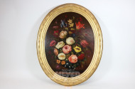 ovales Gemälde ''Blumenstillleben''