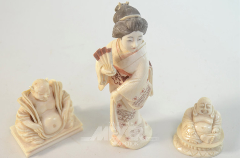 3 Figuren  Horn-Schnitzerei