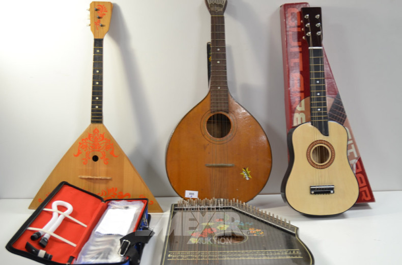 5 Musikinstrumente: Zitter, Kindergitarre,