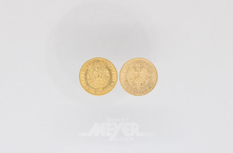 2 Goldmünzen 20 Mark, Deutsches Reich,