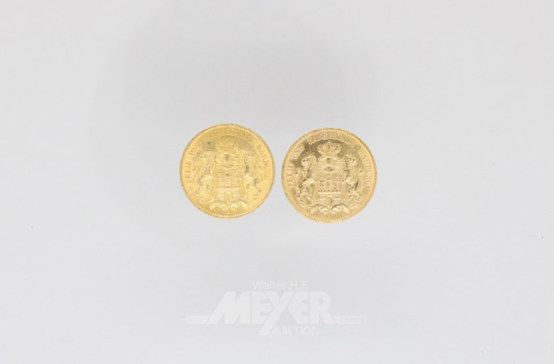 2 Goldmünzen 20 Mark, Deutsches Reich,