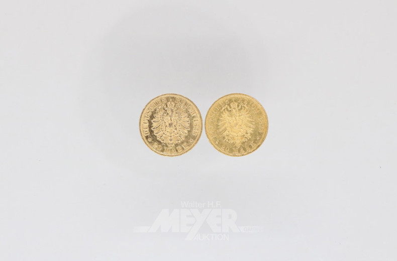 2 Goldmünzen 20 Mark, Deutsches Reich,