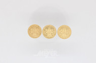 3 Goldmünzen 20 Mark, Deutsches Reich,