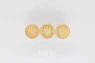 3 Goldmünzen 20 Mark, Deutsches Reich,