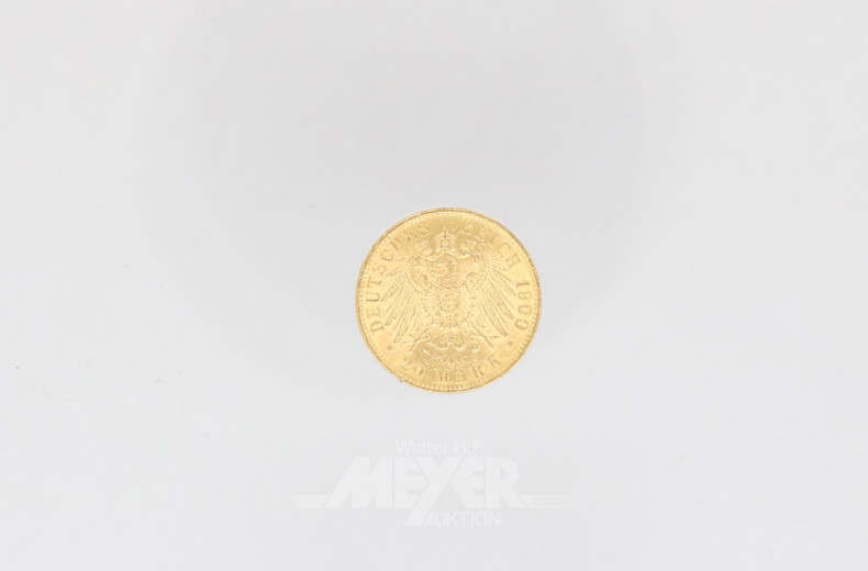 Goldmünze 20 Mark, Deutsches Reich,