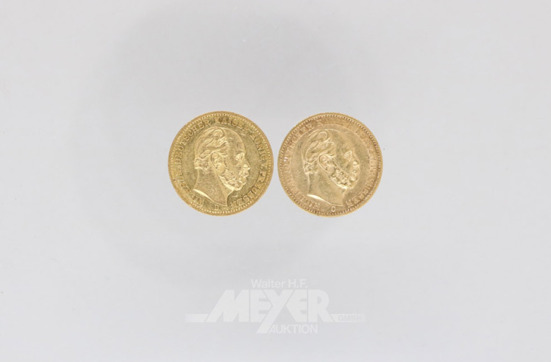 2 Goldmünzen 20 Mark, Deutsches Reich,