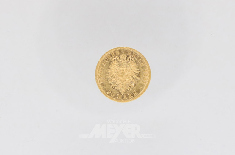 Goldmünze 20 Mark, Deutsches Reich,
