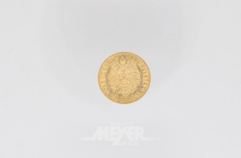 Goldmünze 20 Mark, Deutsches Reich,