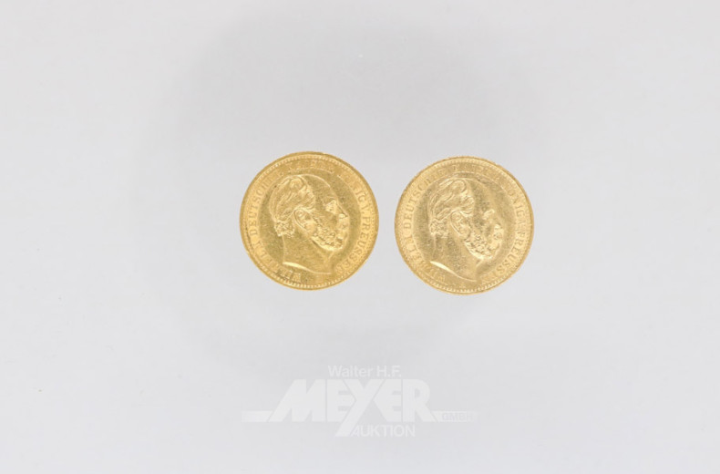 2 Goldmünzen 20 Mark, Deutsches Reich,