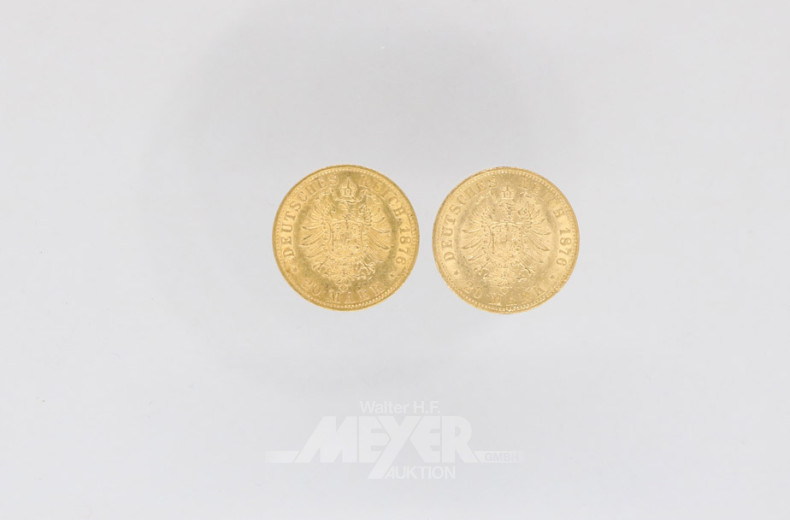 2 Goldmünzen 20 Mark, Deutsches Reich,