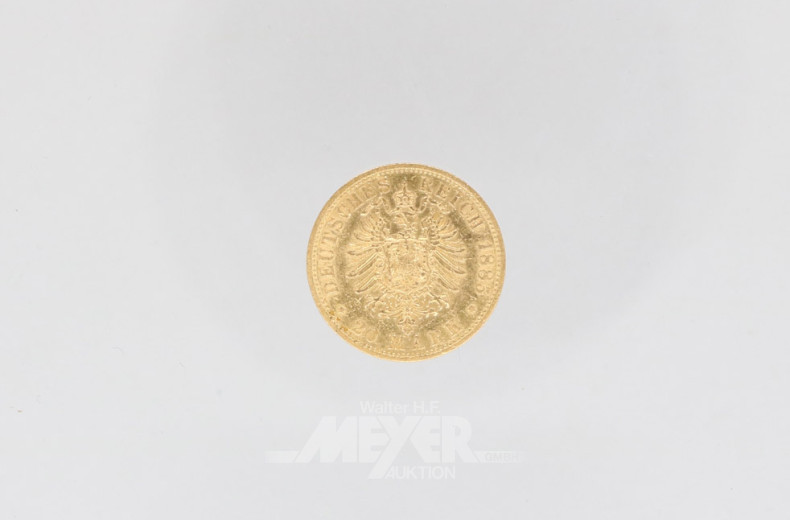 Goldmünze 20 Mark, Deutsches Reich,