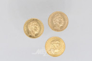 3 Goldmünzen 20 Mark, Deutsches Reich,