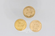 3 Goldmünzen 20 Mark, Deutsches Reich,