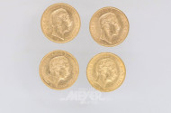 4 Goldmünzen 20 Mark, Deutsches Reich,