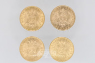 4 Goldmünzen 20 Mark, Deutsches Reich,