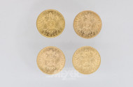 4 Goldmünzen 20 Mark, Deutsches Reich,