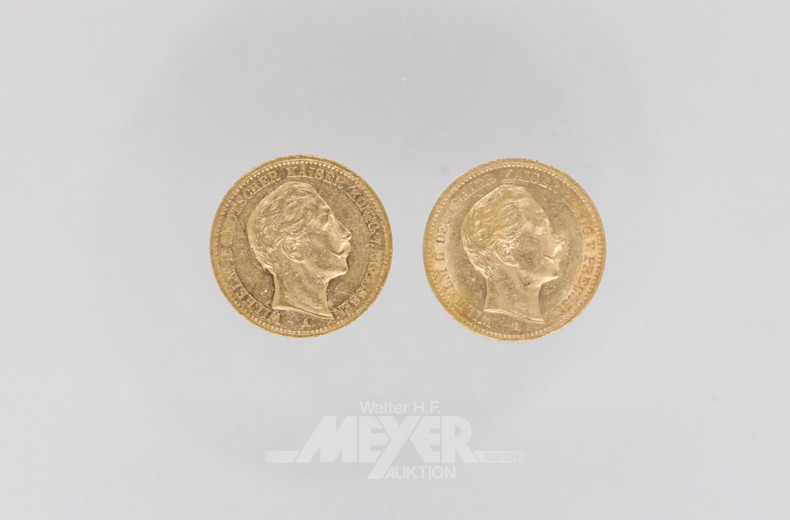 2 Goldmünzen 20 Mark, Deutsches Reich,