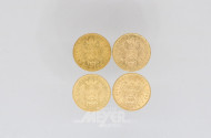 4 Goldmünzen 20 Mark, Deutsches Reich,