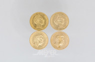 4 Goldmünzen 20 Mark, Deutsches Reich,