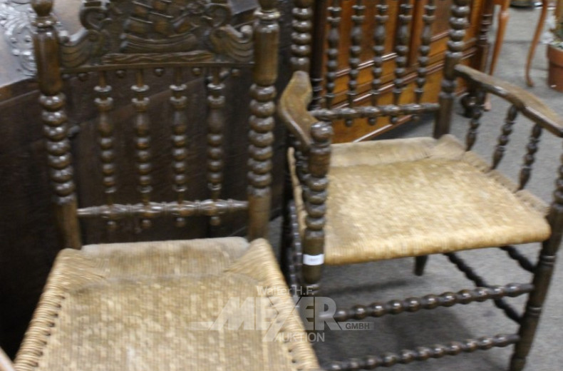 Paar antike Hochzeitsstühle, um 1890,