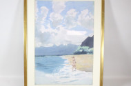 Aquarell ''Nackte am Strand'',
