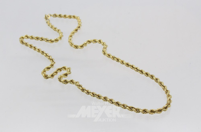 Kordel-Halskette, 585er GG, ca. 15 g,