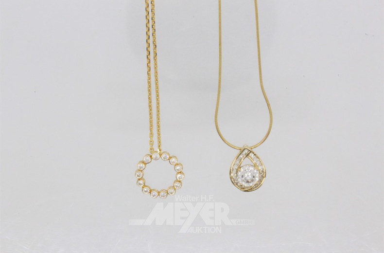 2 versch. Halsketten, 585er GG mit je