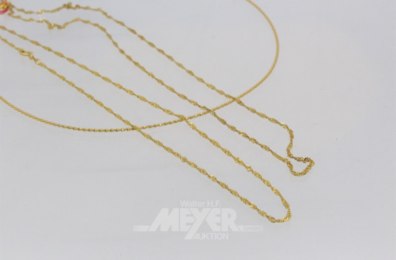 3 versch. dünne Halsketten, 333er GG,