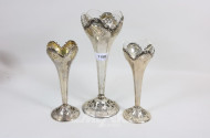 3 Vasen, 800er Silber mit Glaseinsätzen