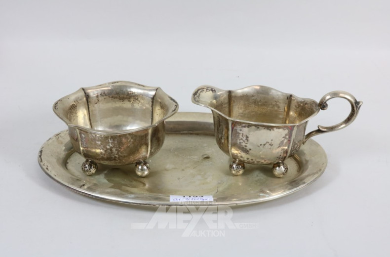 Zucker-Rahmen-Set, 830er Silber