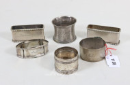 6 versch. serviettenringe, teilw. Silber