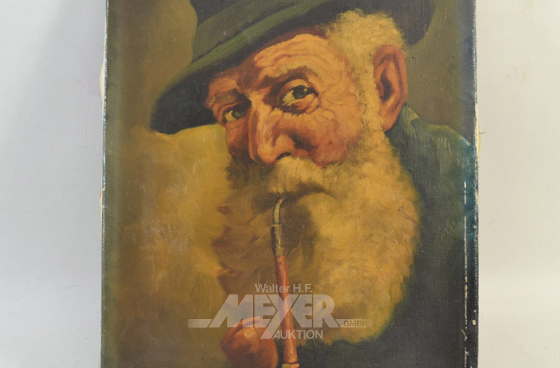 Gemälde  ''alter Mann mit Pfeife''