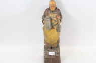 Holz-Schnitz-Figur ''Mönch mit Humpen'',