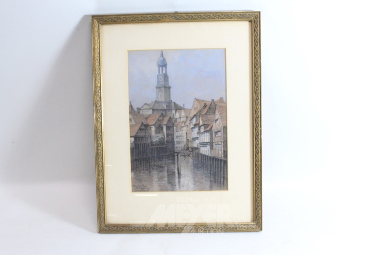 3 Pastellbilder ''Fleetansichten''