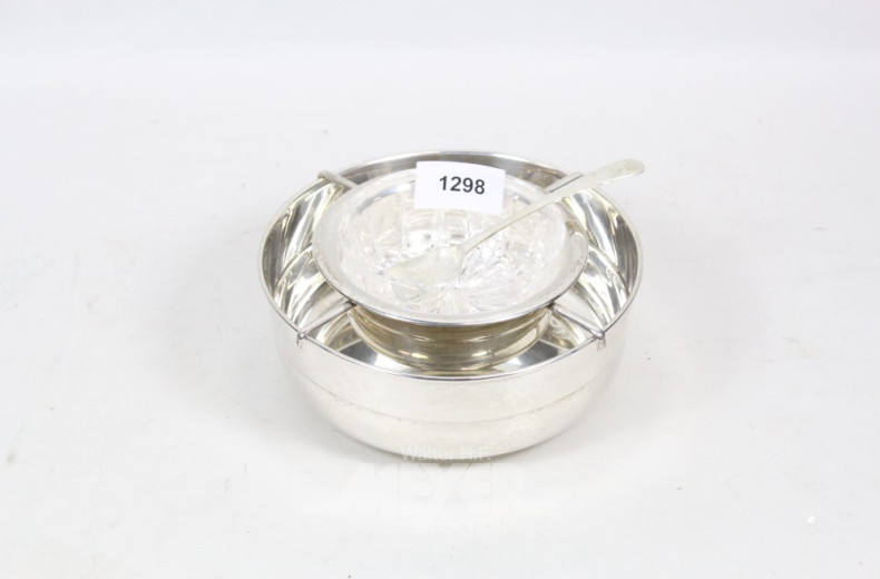 Kaviar-Schale mit Glaseinsatz u. Löffel,