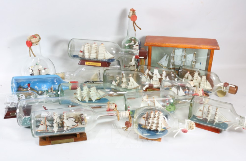 gr. Posten Buddelschiffe, ca. 35 Stk.