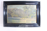2 Gemälde ''Bergmassiv mit Seenlandschaft /