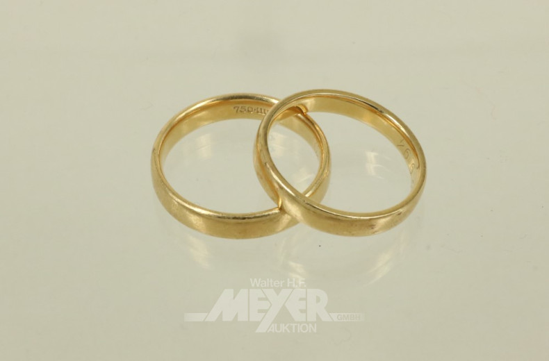Paar Trauringe, 750er GG, Tragespuren