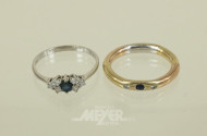 Ring, 585er GG mit 1 kl. blauen und 2