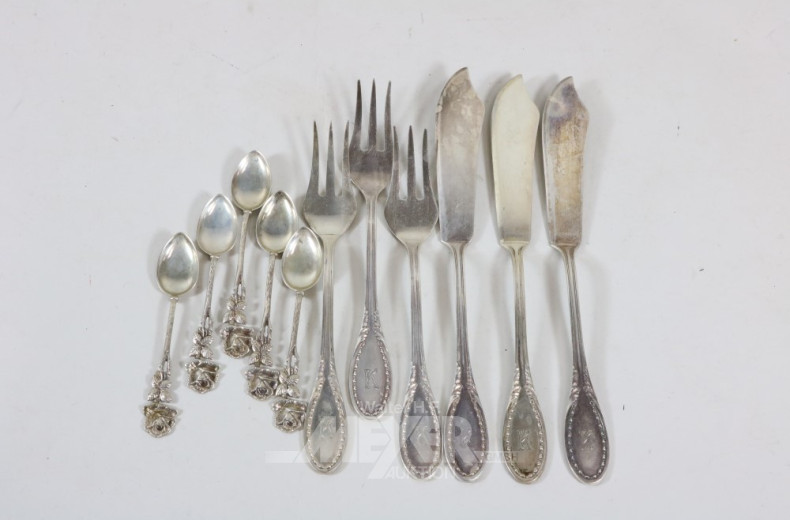 kl. Posten Besteckteile, 800er Silber