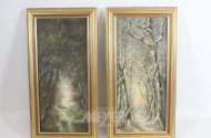2 Gemälde ''Waldpfad - Waldsee'',