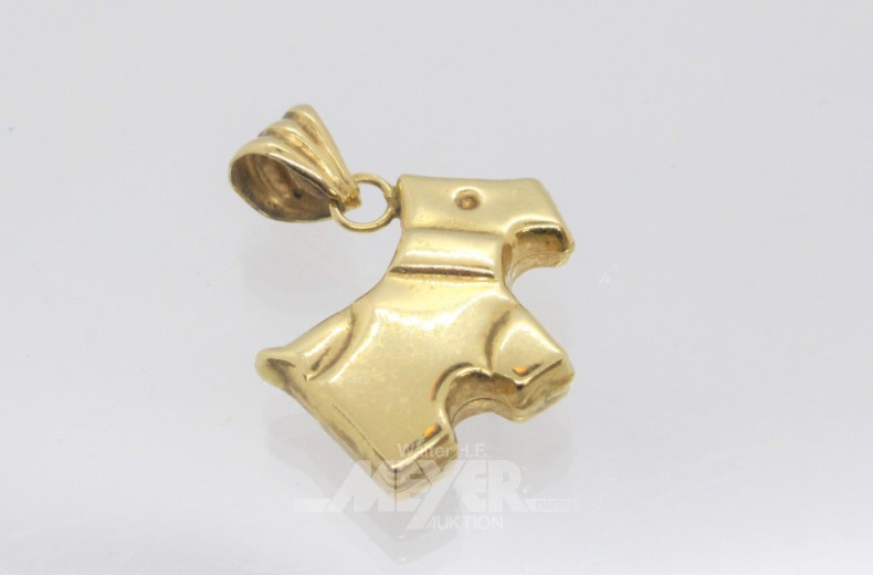 kl. Anhänger ''Hund'' in 750er GG, hohl